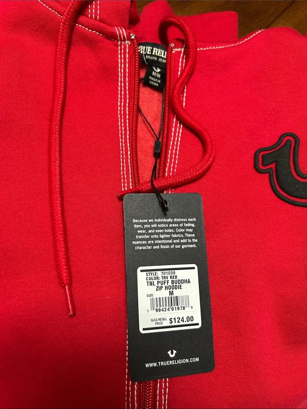 True Religion Red Crewneck Sweatshirt with Black & White Graphic